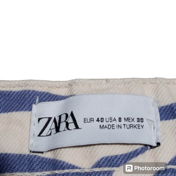 Zara Abstract Marble Print High Rise Straight Leg Pants Women’s Size 8 - Picture 5 of 10